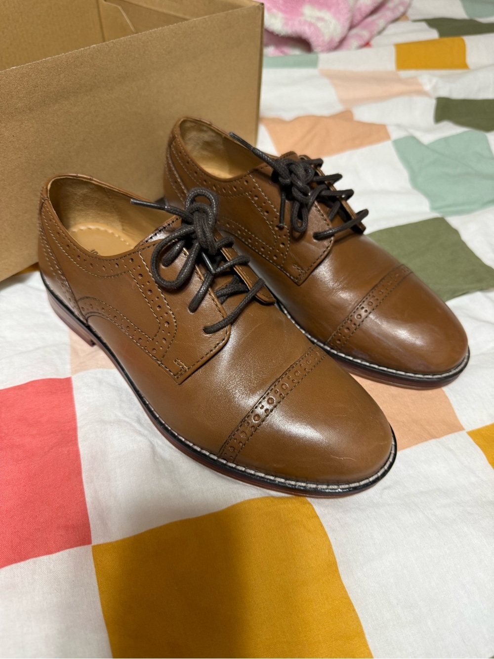Johnston & Murphy Brown Leather Cap-Toe Derby Oxfords